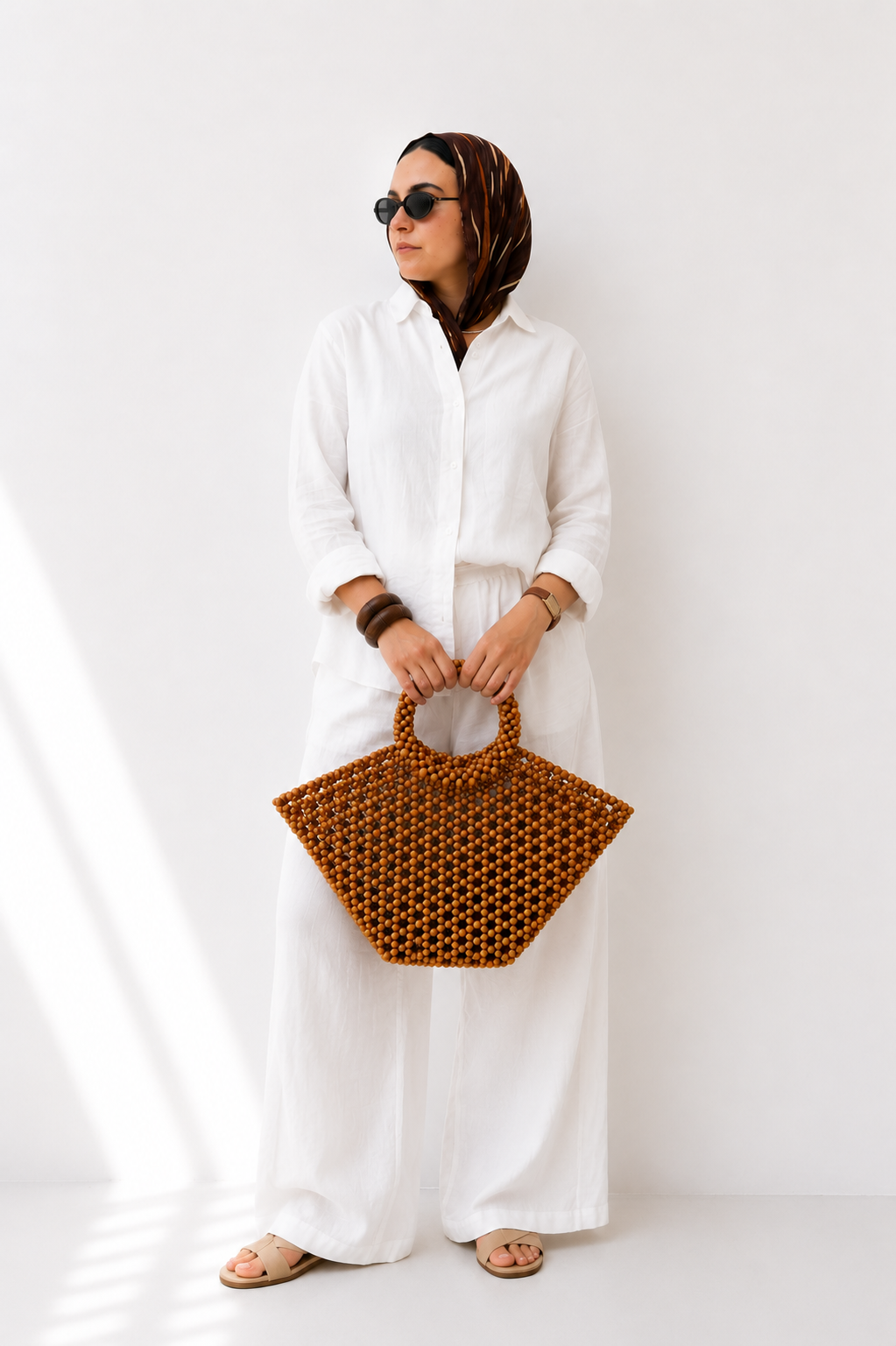 wooden basket bag