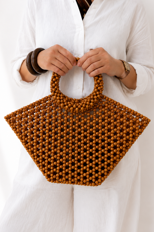 wooden basket bag