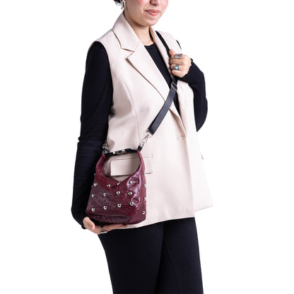 Mini Burgundy Dot Edgy