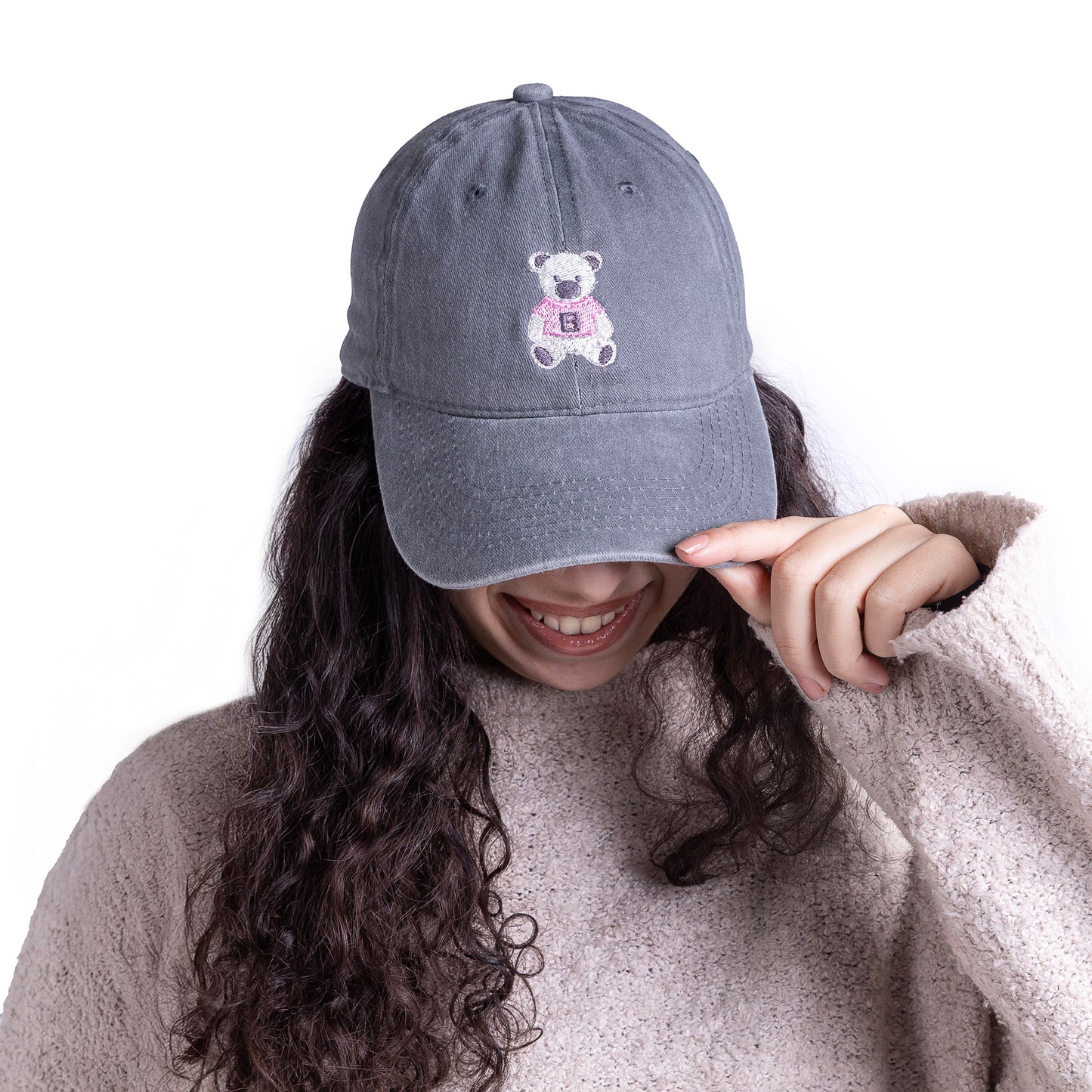 Grey Teddy Washed Cap