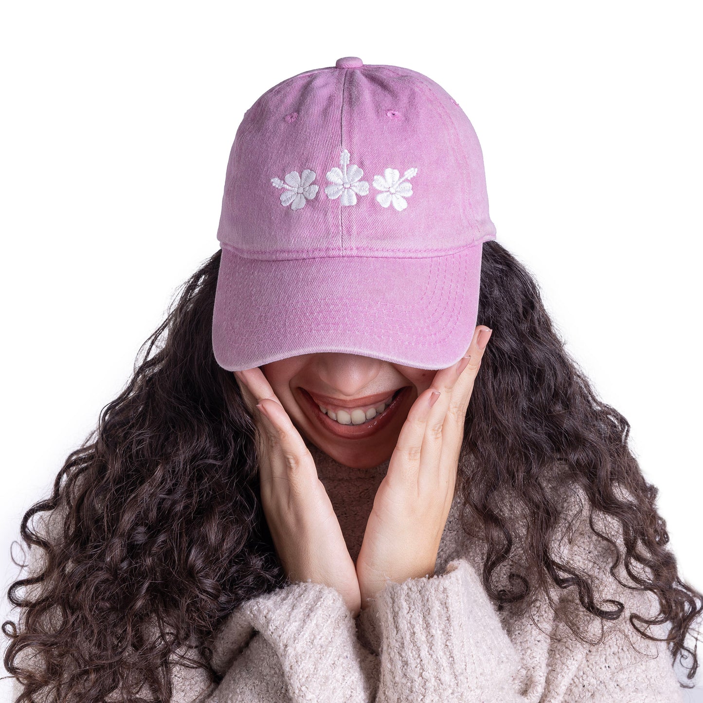 Pink Flowery Washed Cap