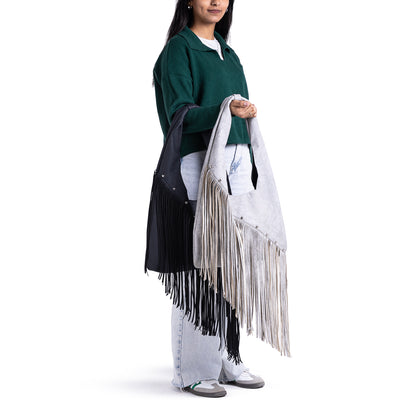 Grey Asymmetrical Fringes