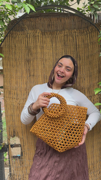 wooden basket bag